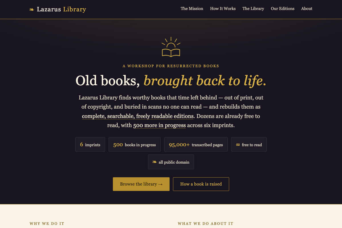 Lazarus Library home page